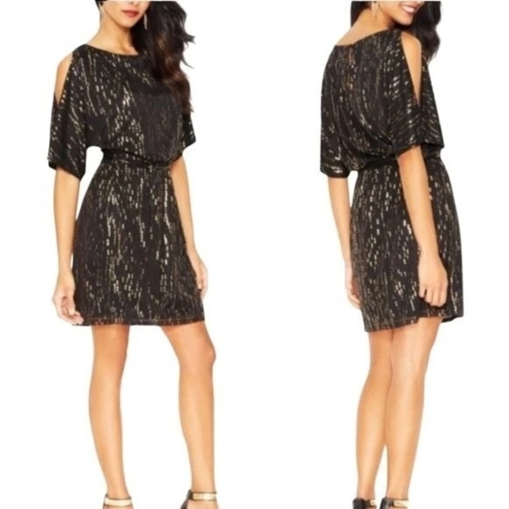 Jessica Simpson Black Mini Dress with Gold Fleck